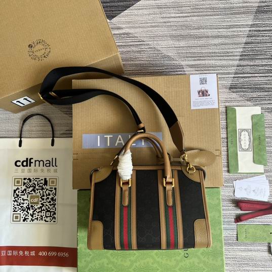 Gucci 715772棕皮-黑帆布27x18x14cm CN (2)