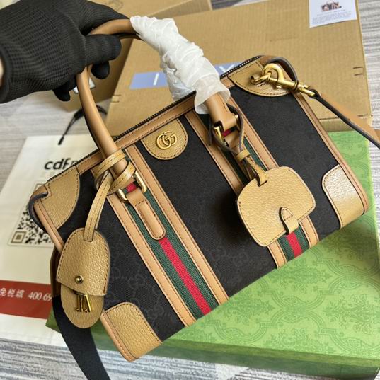 Gucci 715772棕皮-黑帆布27x18x14cm CN (3)