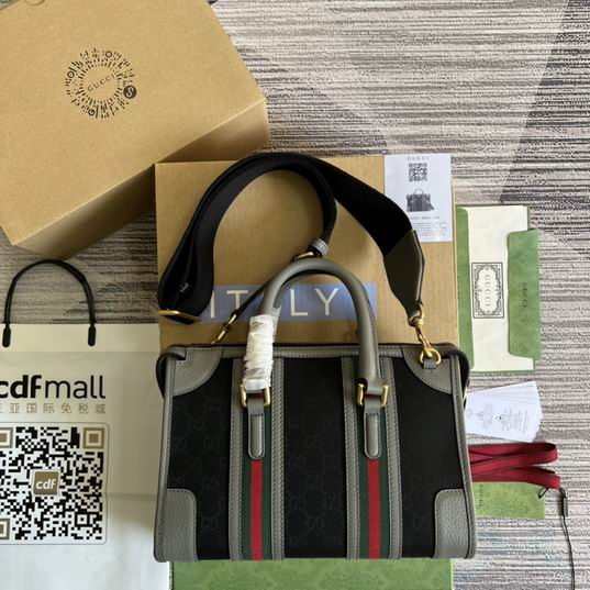 Gucci 715772灰皮-黑帆布27x18x14cm CN (2)