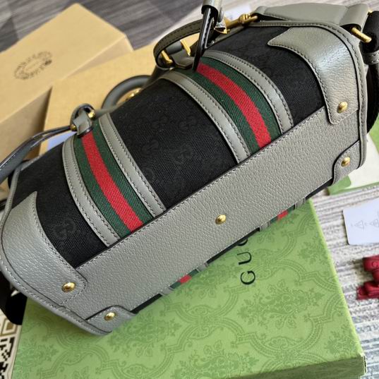 Gucci 715772灰皮-黑帆布27x18x14cm CN (5)