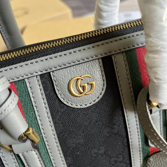 Gucci 715772灰皮-黑帆布27x18x14cm CN (6)