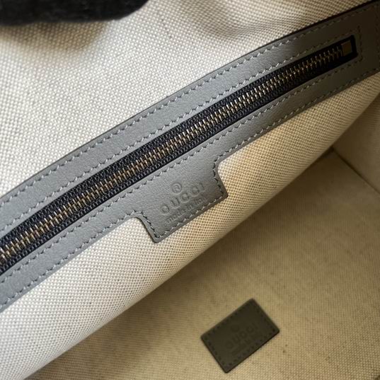 Gucci 715772灰皮-黑帆布27x18x14cm CN (9)