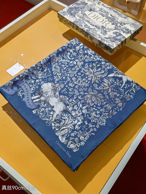 Dior silk scarf 90X90cm E01 (13)