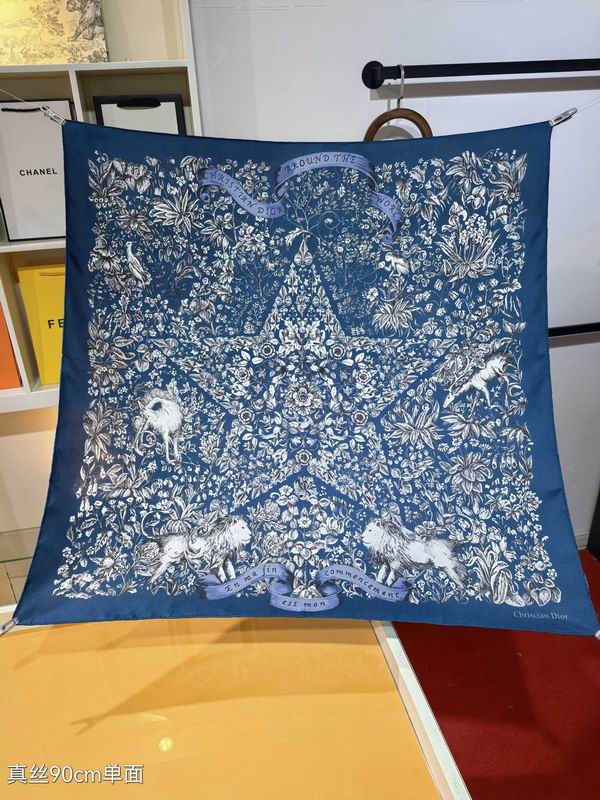Dior silk scarf 90X90cm E01 (15)