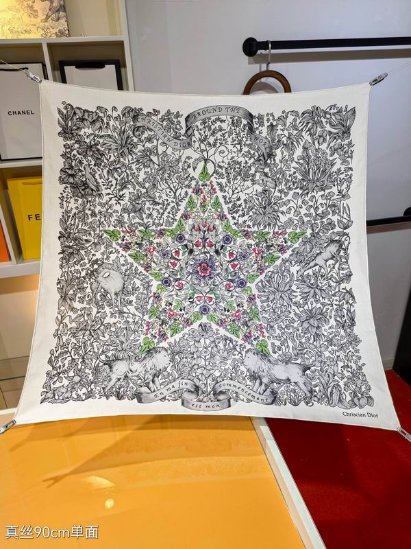 Dior silk scarf 90X90cm E01 (6)