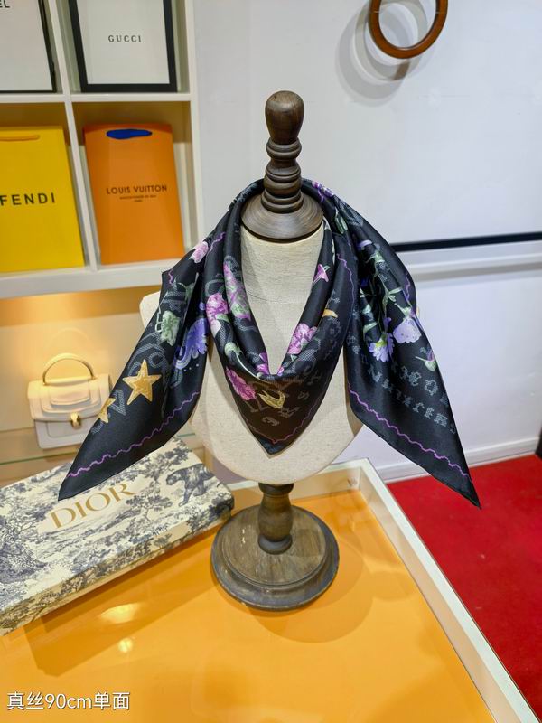 Dior silk scarf 90X90cm E04 (11)