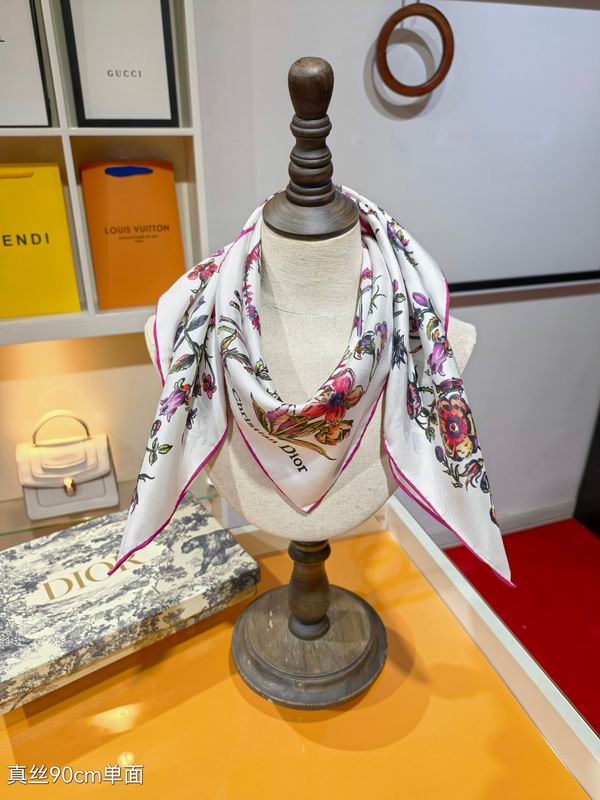 Dior silk scarf 90X90cm E42 (1)