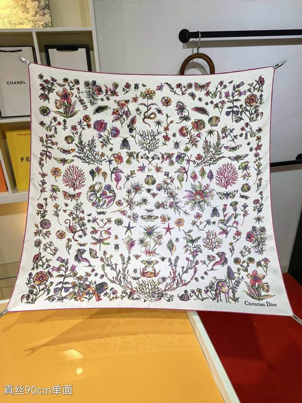 Dior silk scarf 90X90cm E42 (7)