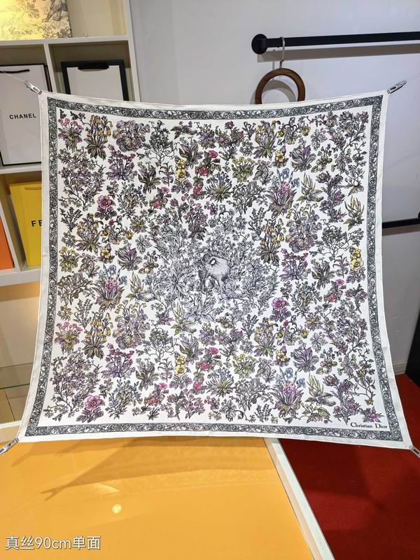 Dior silk scarf 90X90cm E44 (6)