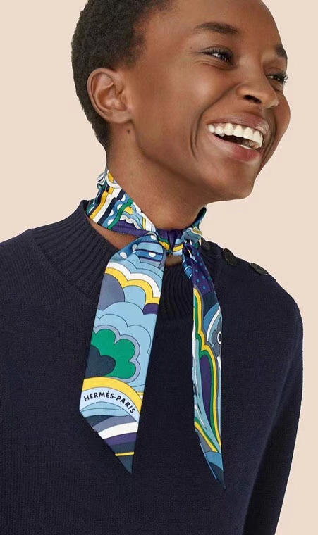 Hermes silk ribbon 5X86cm E22 (34)