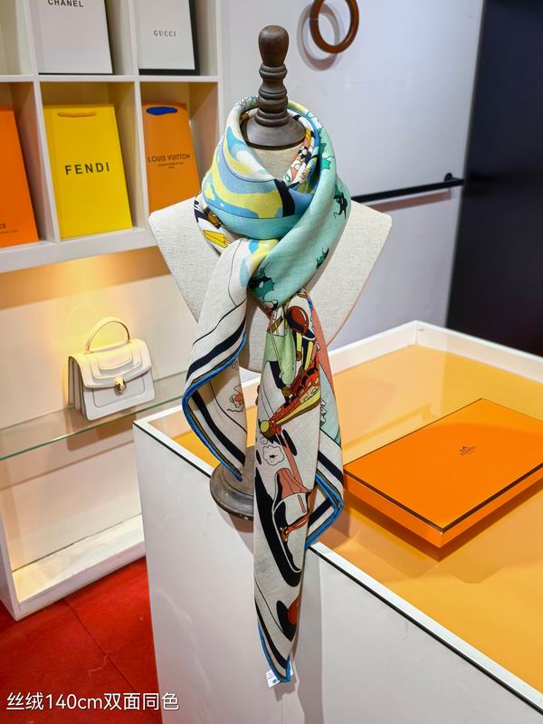 Hermes silk scarf 140X140cm E46 (1)