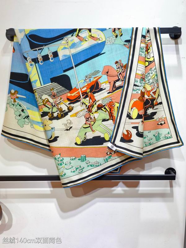 Hermes silk scarf 140X140cm E46 (2)