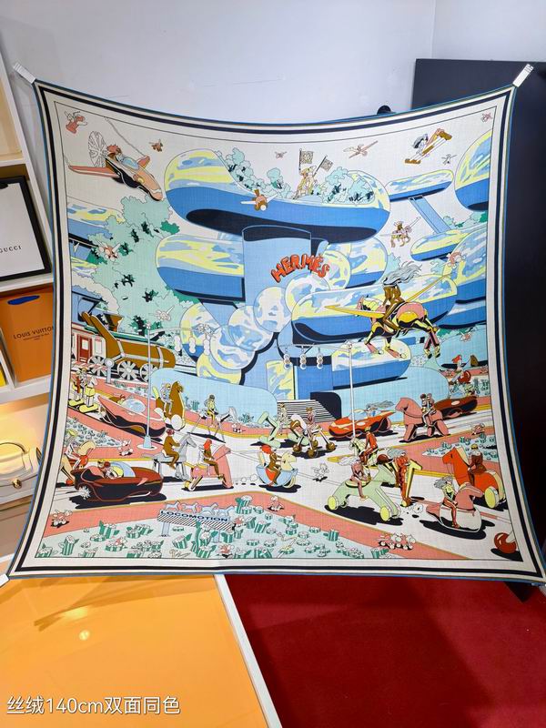 Hermes silk scarf 140X140cm E46 (6)