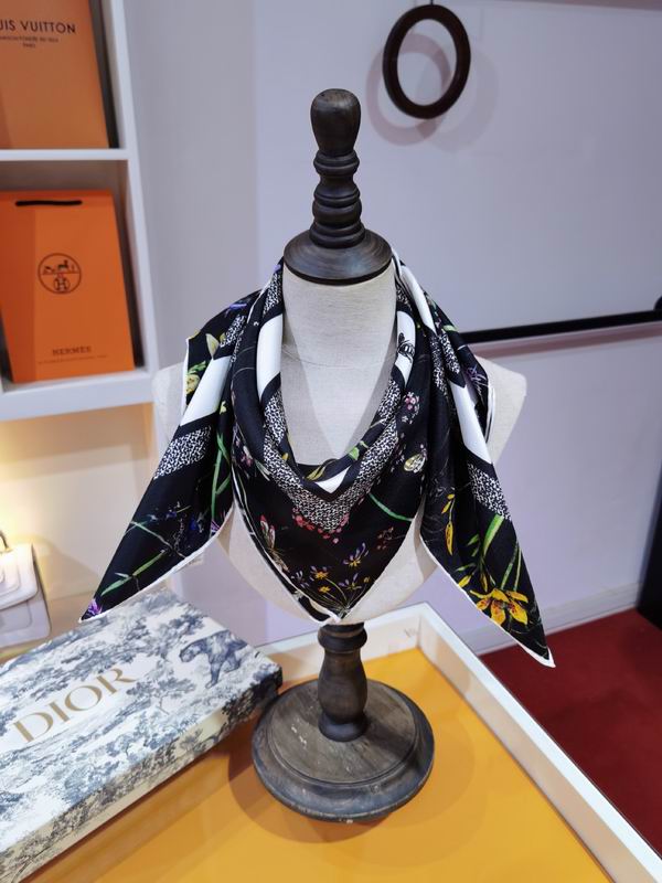 Dior silk scarf 90X90cm E09 (8)