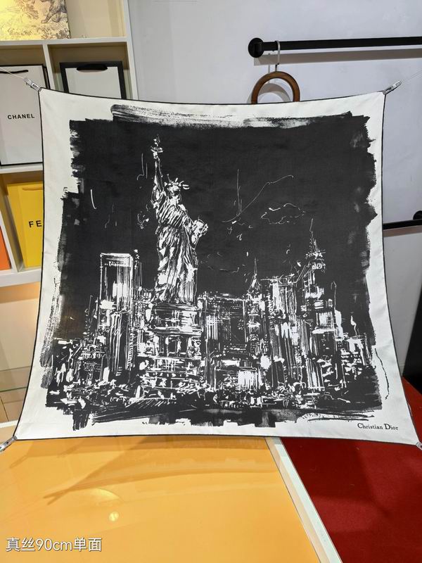 Dior silk scarf 90X90cm E10 (11)
