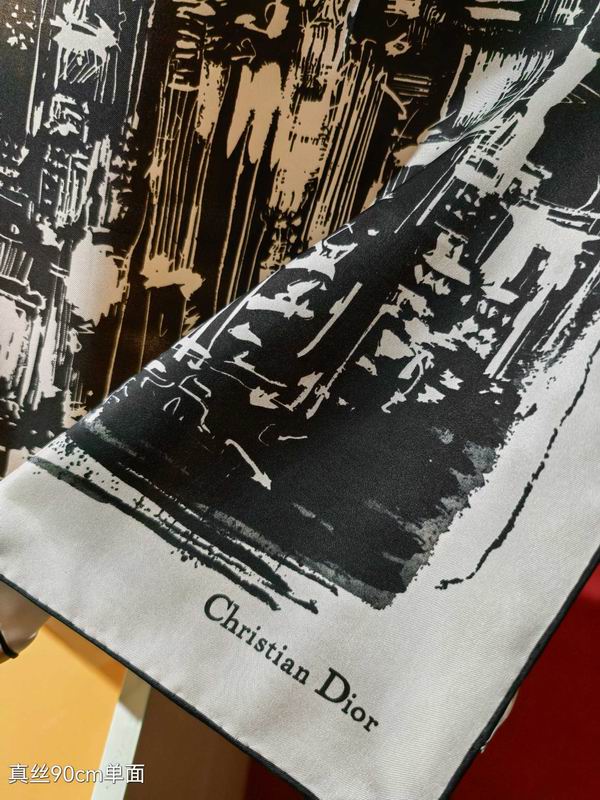 Dior silk scarf 90X90cm E10 (12)