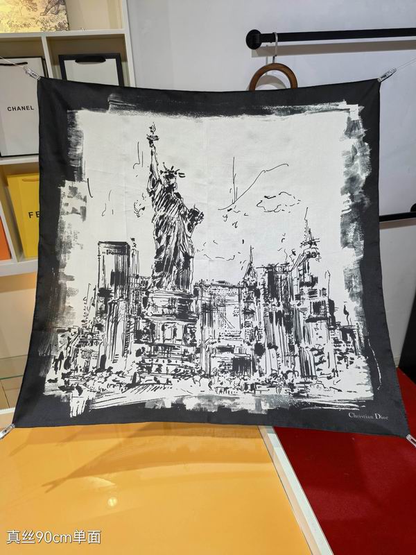 Dior silk scarf 90X90cm E10 (2)