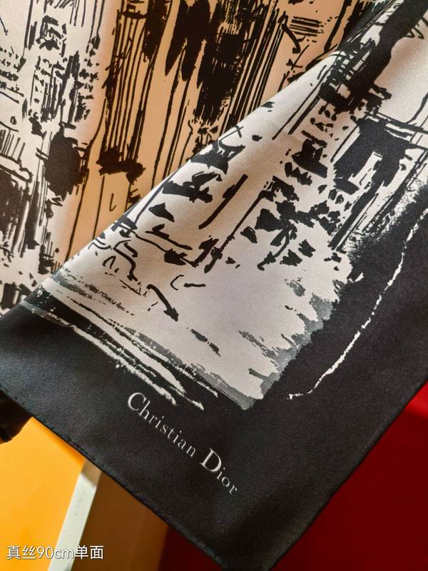 Dior silk scarf 90X90cm E10 (3)
