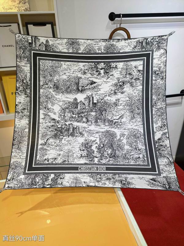 Dior silk scarf 90X90cm E12 (13)