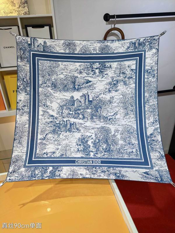 Dior silk scarf 90X90cm E12 (2)