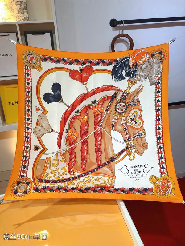 Hermes silk scarf 90X90cm E01 (15)
