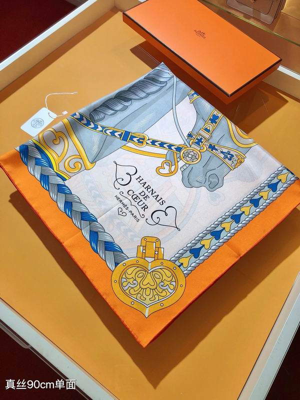 Hermes silk scarf 90X90cm E01 (32)