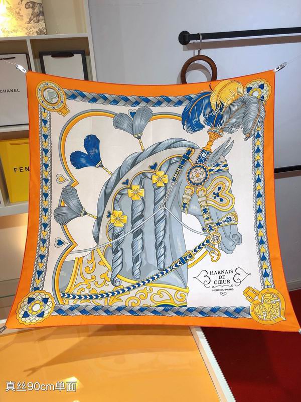 Hermes silk scarf 90X90cm E01 (34)