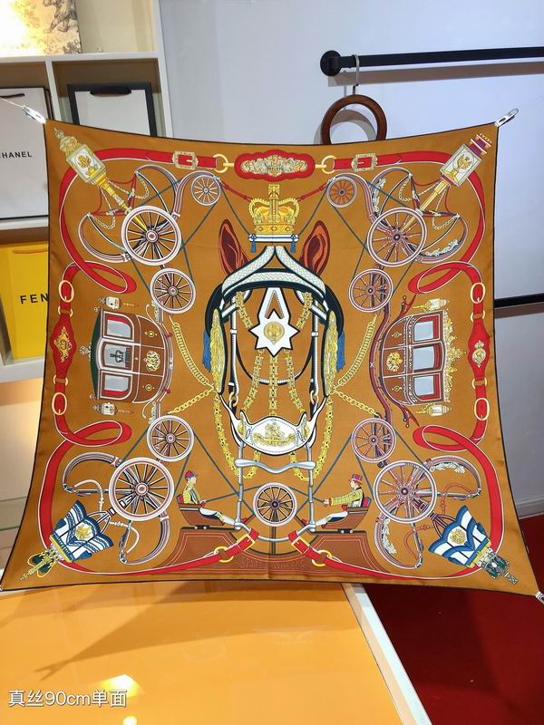 Hermes silk scarf 90X90cm E05 (12)