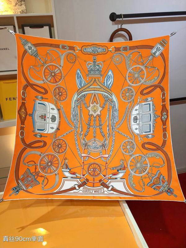 Hermes silk scarf 90X90cm E05 (6)