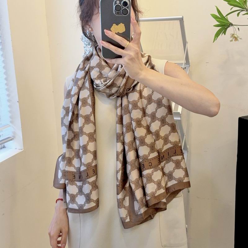 Celine silk scarf 90-180cm E25 (1)