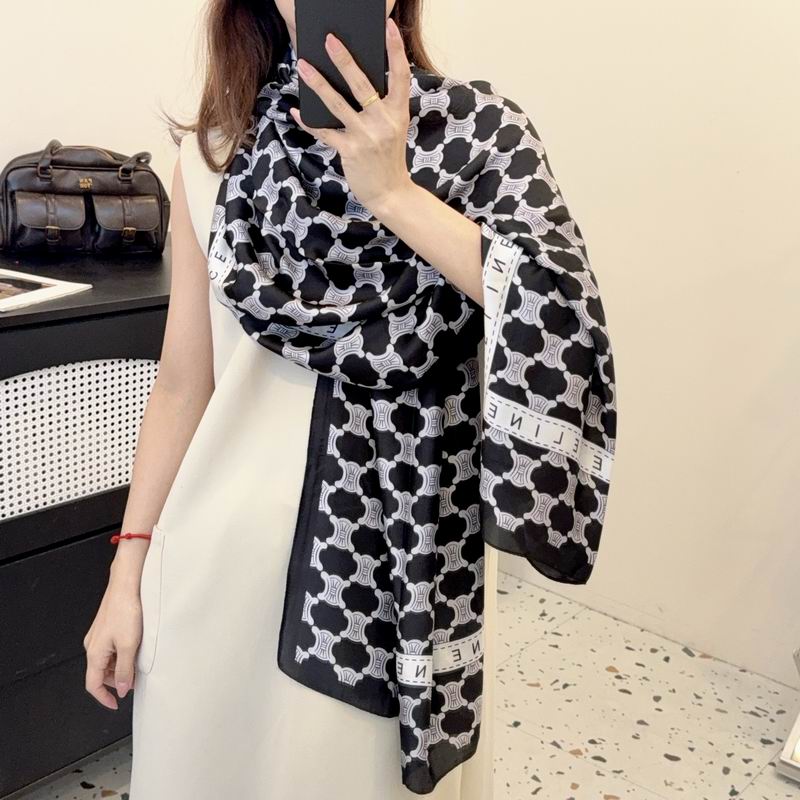 Celine silk scarf 90-180cm E25 (10)