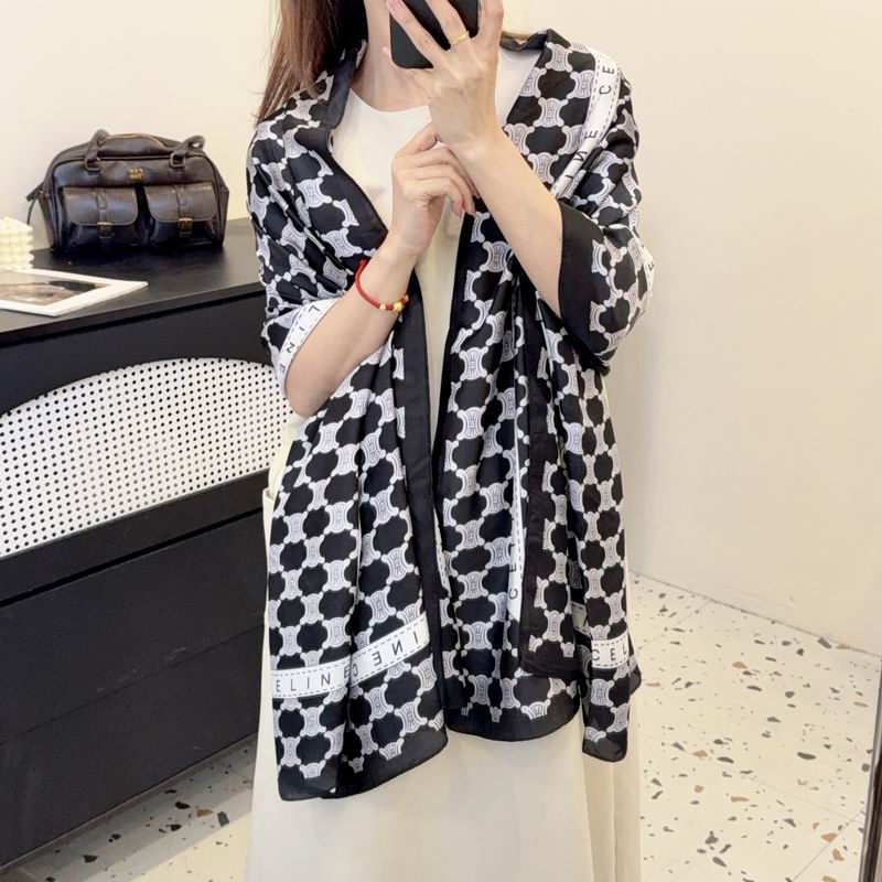 Celine silk scarf 90-180cm E25 (11)