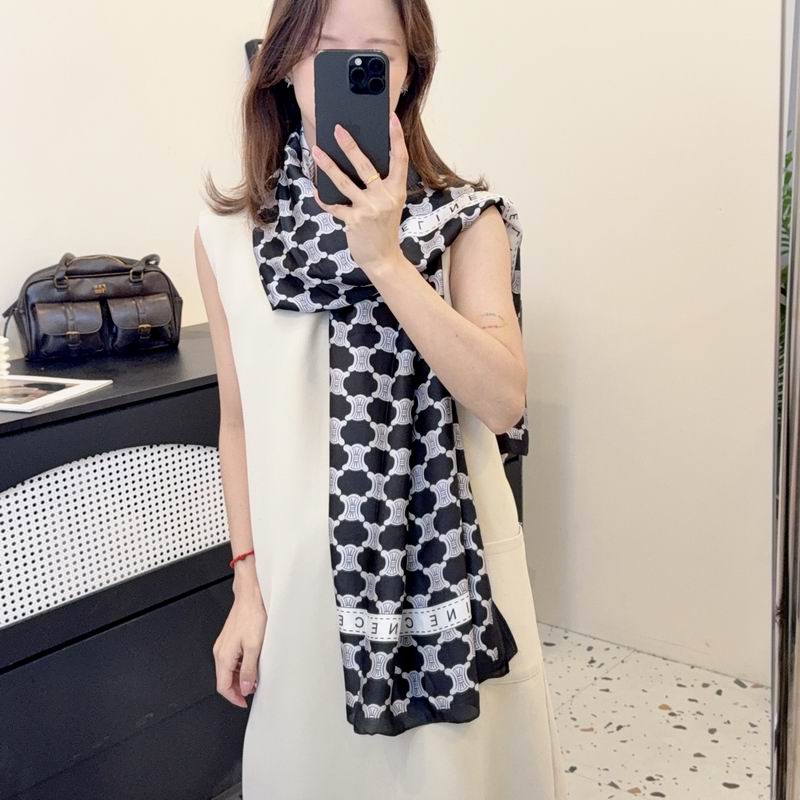 Celine silk scarf 90-180cm E25 (12)