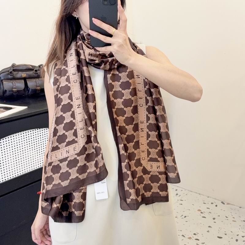Celine silk scarf 90-180cm E25 (13)