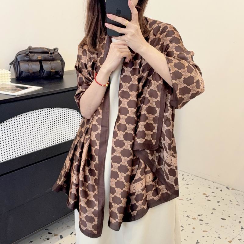 Celine silk scarf 90-180cm E25 (14)