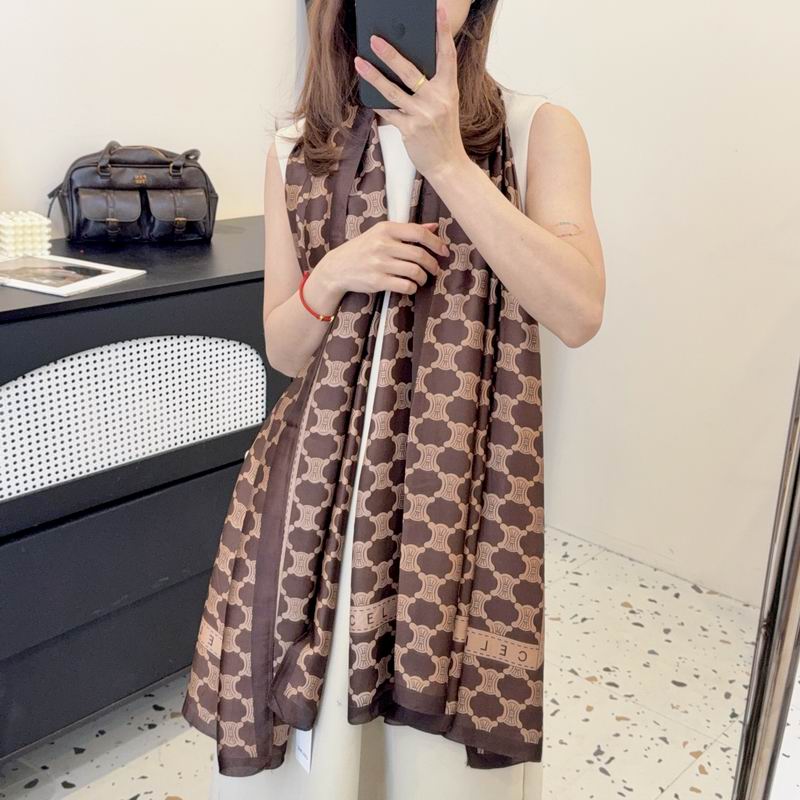 Celine silk scarf 90-180cm E25 (15)
