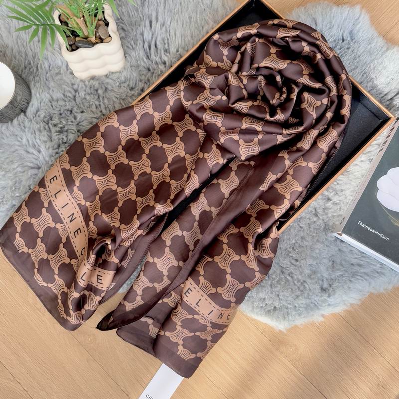 Celine silk scarf 90-180cm E25 (17)