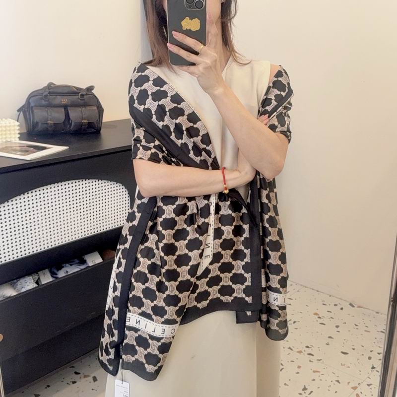 Celine silk scarf 90-180cm E25 (19)