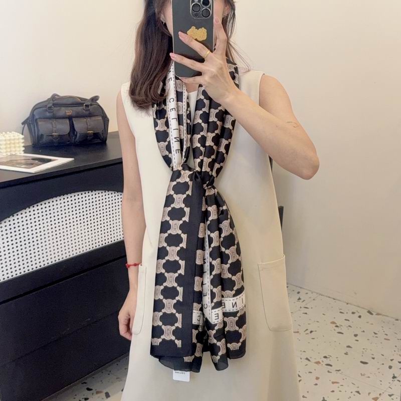 Celine silk scarf 90-180cm E25 (21)