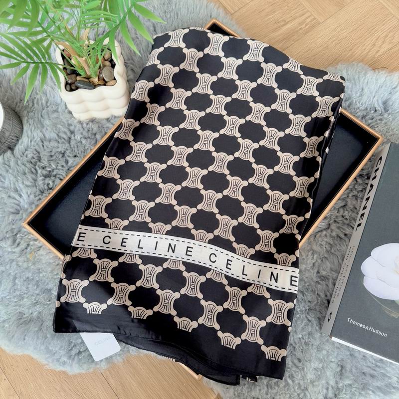 Celine silk scarf 90-180cm E25 (22)