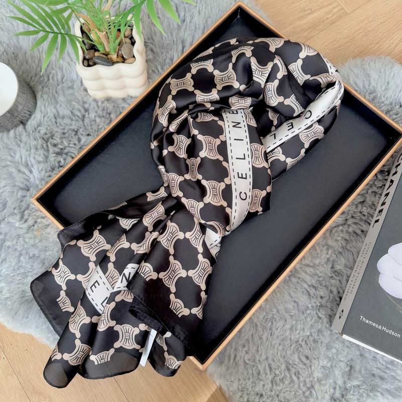 Celine silk scarf 90-180cm E25 (23)