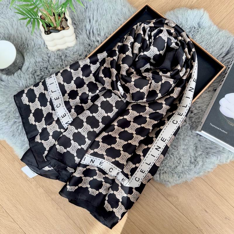 Celine silk scarf 90-180cm E25 (24)