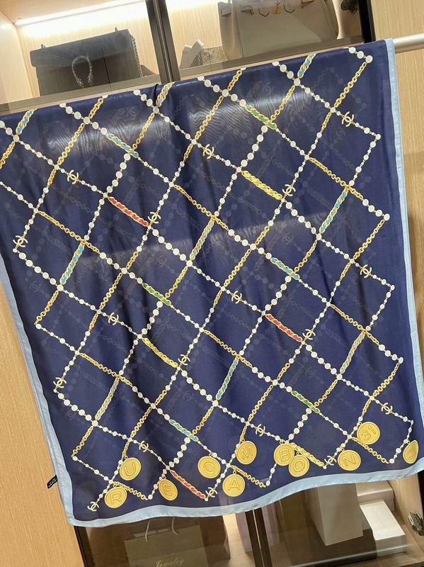Chanel silk scarf 180X90cm E17 (3)
