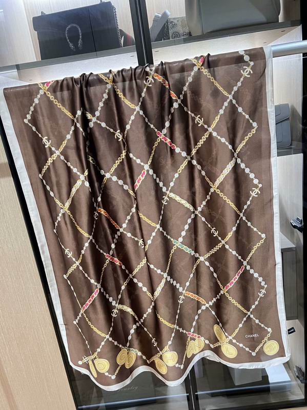 Chanel silk scarf 180X90cm E17 (4)