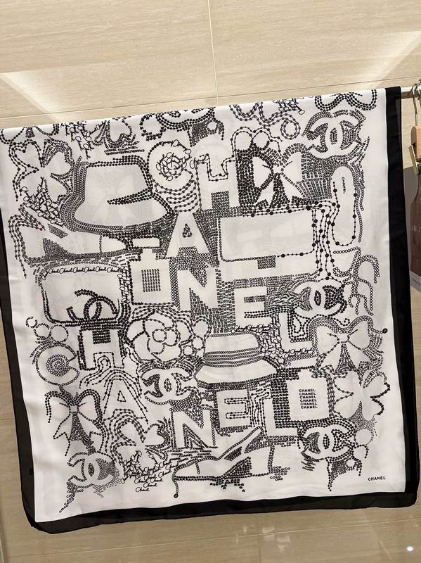 Chanel silk scarf 180X90cm E18 (3)