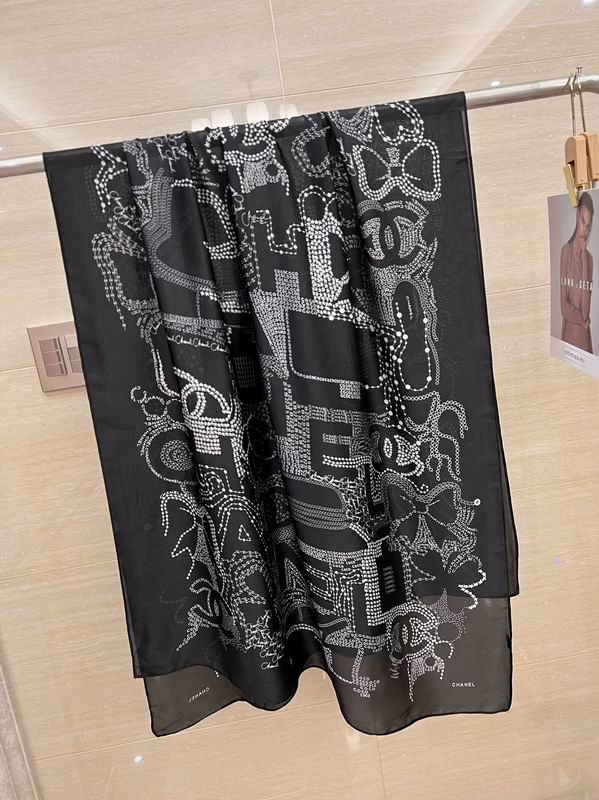 Chanel silk scarf 180X90cm E18 (6)