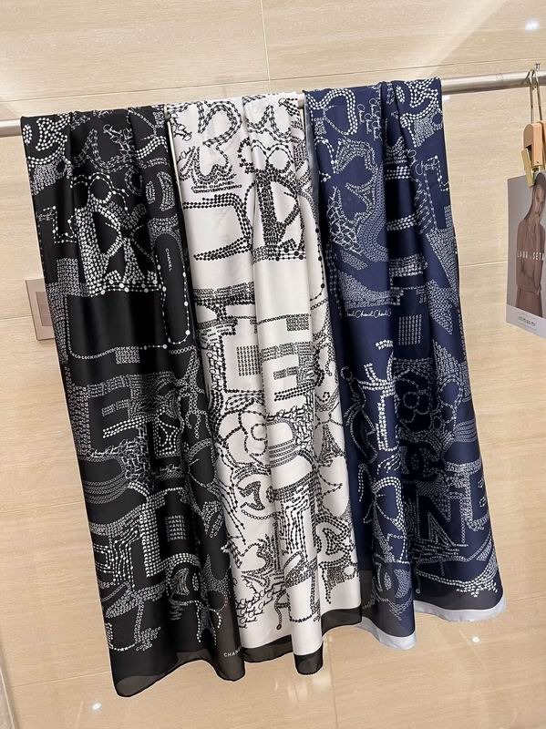 Chanel silk scarf 180X90cm E18 (7)