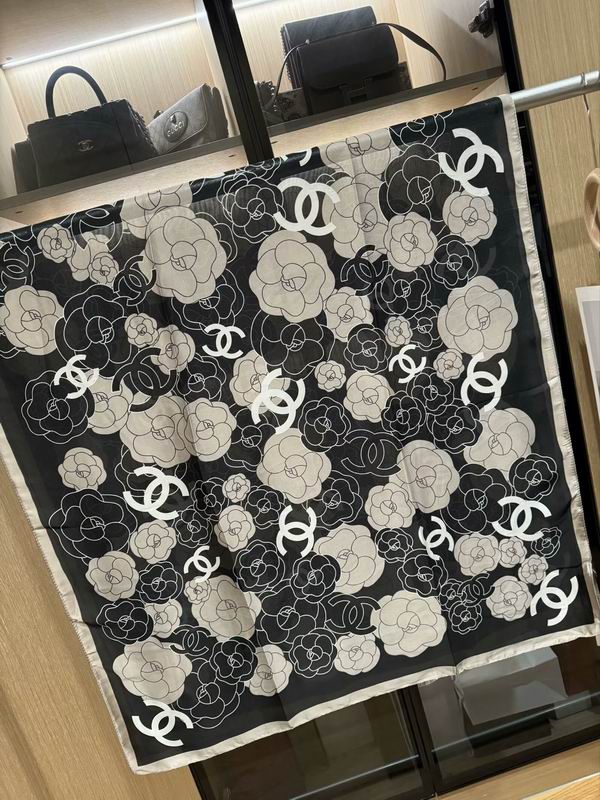 Chanel silk scarf 180X90cm E25 (3)