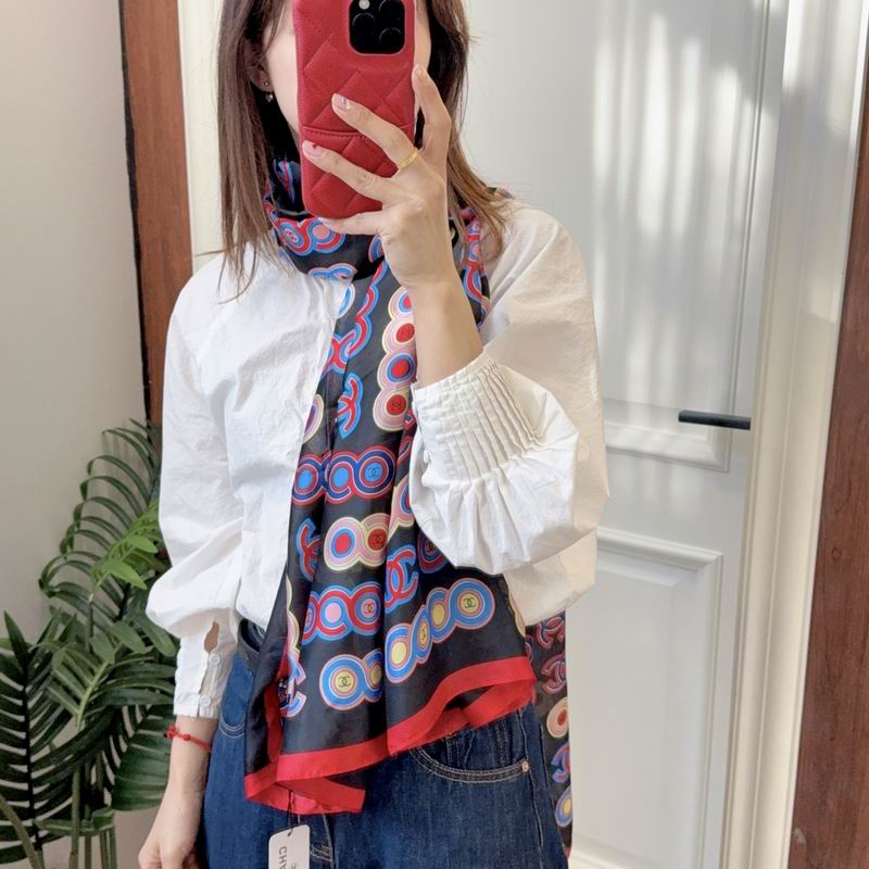 Chanel silk scarf 90-180cm E07 (8)