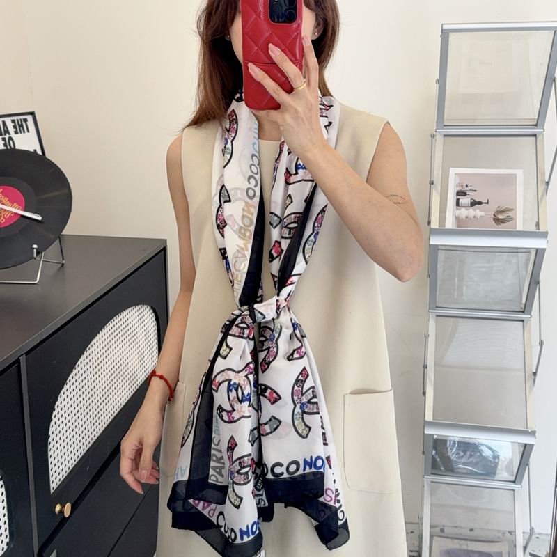 Chanel silk scarf 90-180cm E11 (13)